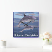  Dolphin Square Wall Clock Quadratische Wanduhr (Zuhause)