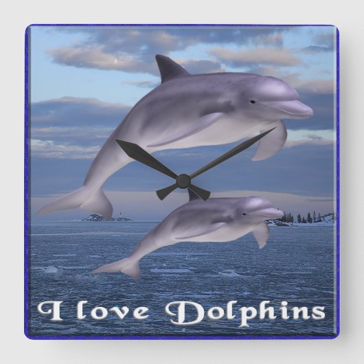  Dolphin Square Wall Clock Quadratische Wanduhr (Vorderseite)