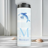 Dolphin Stripes Monogram Beach Wasserfarbe Thermosbecher