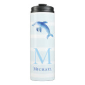 Dolphin Stripes Monogram Beach Wasserfarbe Thermosbecher (Vorderseite)
