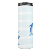 Dolphin Stripes Monogram Beach Wasserfarbe Thermosbecher (Rückseite)