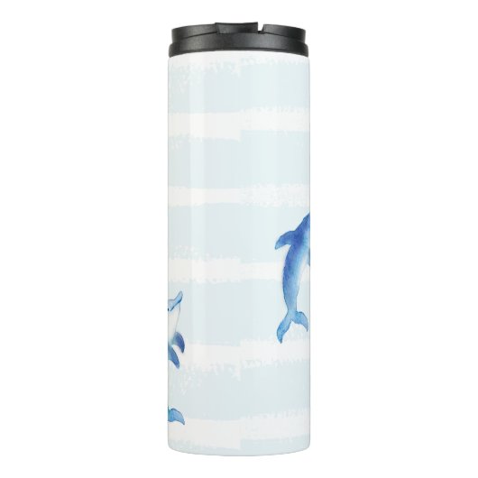 Dolphin Stripes Monogram Beach Wasserfarbe Thermosbecher (Rückseite)