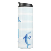 Dolphin Stripes Monogram Beach Wasserfarbe Thermosbecher (Nach rechts gedreht)