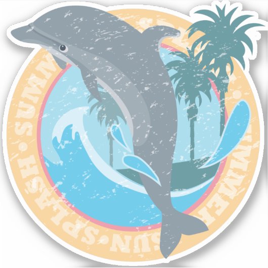 Dolphin Summer Splash Graphic Sticker (Vorderseite)