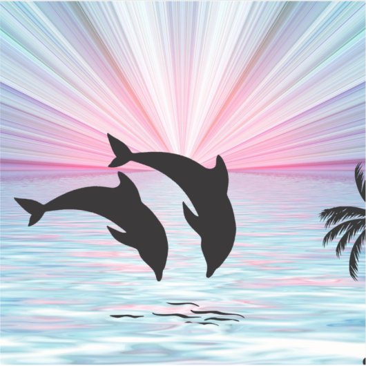 Dolphin Sunset Aufkleber (Vorderseite)