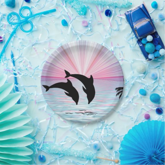 Dolphin Sunset Pappteller (Party)