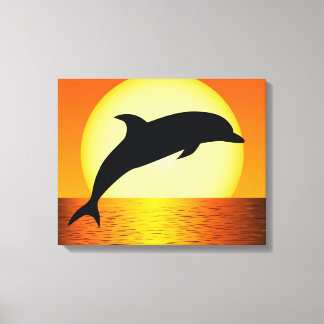 Dolphin Sunset Picture on Gallery Leinwanddruck