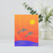 Dolphin Sunset Postkarte (Stehend Vorderseite)