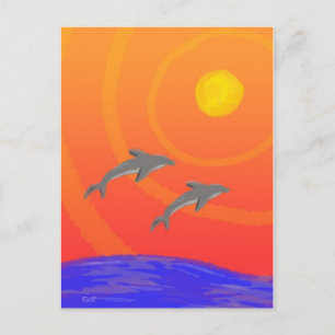 Dolphin Sunset Postkarte