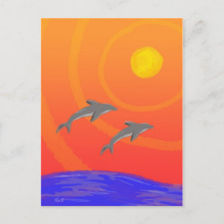 Dolphin Sunset Postkarte