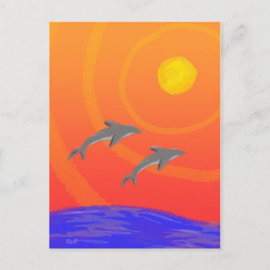 Dolphin Sunset Postkarte (Vorderseite)