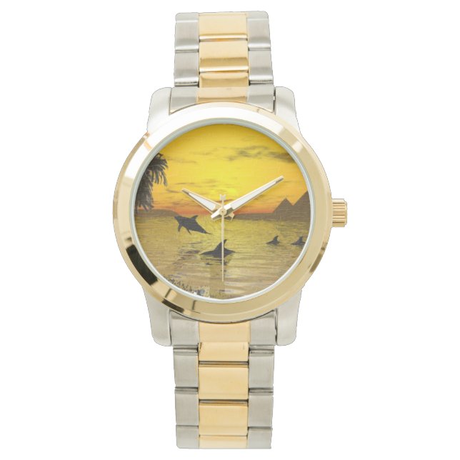 Dolphin Sunset Two Tone Watch Armbanduhr (Vorderseite)