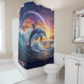 Dolphin Surfs Galaxy Design von Rich AMeN Gill Duschvorhang (Beispiel)