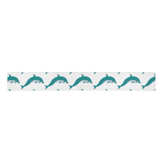 Dolphin Swimming Grosgrain Ribbon Ripsband (Vorderseite)