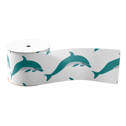 Dolphin Swimming Grosgrain Ribbon Ripsband (Spule)