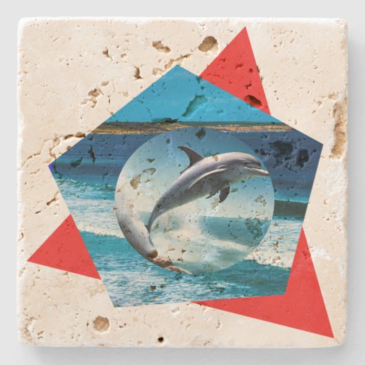 Dolphin-Tanzen auf den Wellen, Stein-Untersetzer Steinuntersetzer (Vorderseite)
