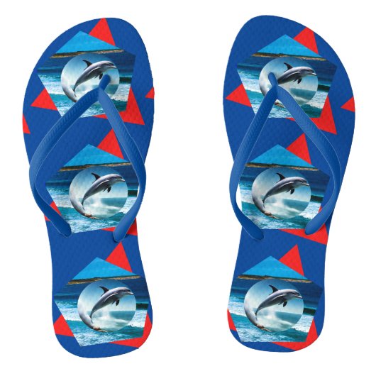 Dolphin tanzt auf den Wellen, Dingen Badesandalen (Fußbett)