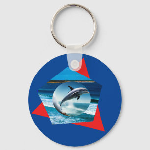 Dolphin tanzt auf den Wellen, Keyring Schlüsselanhänger
