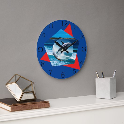 Dolphin tanzt auf den Wellen, Wall Clock Große Wanduhr (Büro)