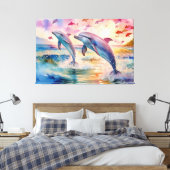Dolphin Träume Aquarell XL Kunst Leinwanddruck (Insitu (Schlafzimmer))