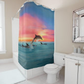Dolphin Tropical Beach Sunset Seascape Duschvorhang (Beispiel)