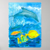 Dolphin Tropical Fish Aquarellbilder Poster (Vorne)