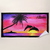 Dolphin Tropical Paradise Personalisiertes Badetuc Strandtuch (Vorderseite)