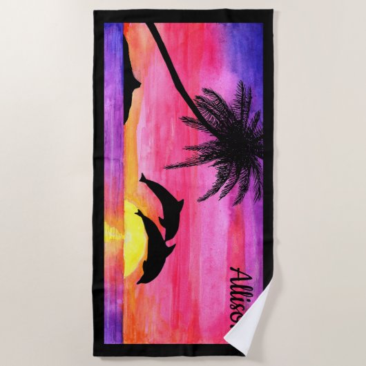 Dolphin Tropical Paradise Personalisiertes Badetuc Strandtuch (Vorderseite)