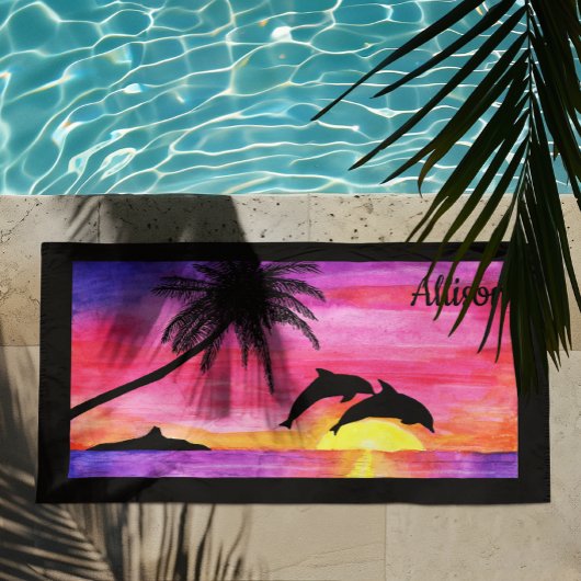 Dolphin Tropical Paradise Personalisiertes Badetuc Strandtuch