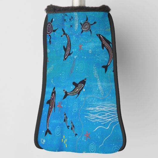 Dolphin & Turtle Dreaming Putter Golf Head Cover Golf Headcover (Rotieren 90)