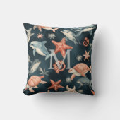 Dolphin Turtle Marine Life Coastal Nursery Decor  Kissen (Vorderseite)