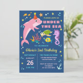 Dolphin Turtle Seepferd unter dem Meer Geburtstag Einladung (Stehend Vorderseite)