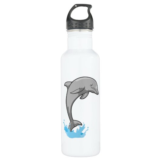 Dolphin über Wasser Edelstahlflasche (Vorderseite)