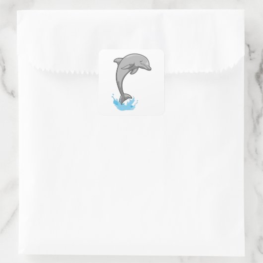 Dolphin über Wasser Quadratischer Aufkleber (Tasche)