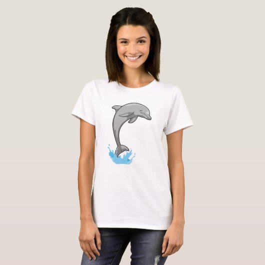 Dolphin über Wasser T-Shirt (Vorne ganz)