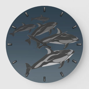 Dolphin-Uhr Pazifik Weiße Seite Dolphin-Uhr Große Wanduhr