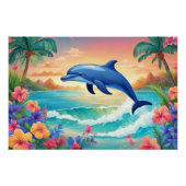 Dolphin und die wunderschöne Tropeninsel, Hibiskus Poster (Vorderseite)