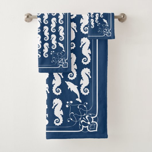 Dolphin und Seepferd Monogramm Badhandtuch Set (Insitu)