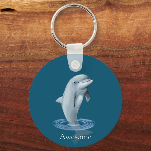 Dolphin und Text über Ocean Blue Schlüsselanhänger (Vorderseite)