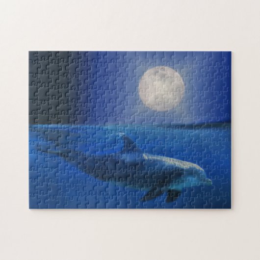 Dolphin und Vollmondfantasie Puzzle (Horizontal)