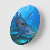 Dolphin Underwater Runde Wanduhr (Winkel)