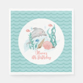 Dolphin Untersee Geburtstag Serviette (Vorderseite)