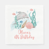 Dolphin Untersee Geburtstag Serviette (Vorderseite)