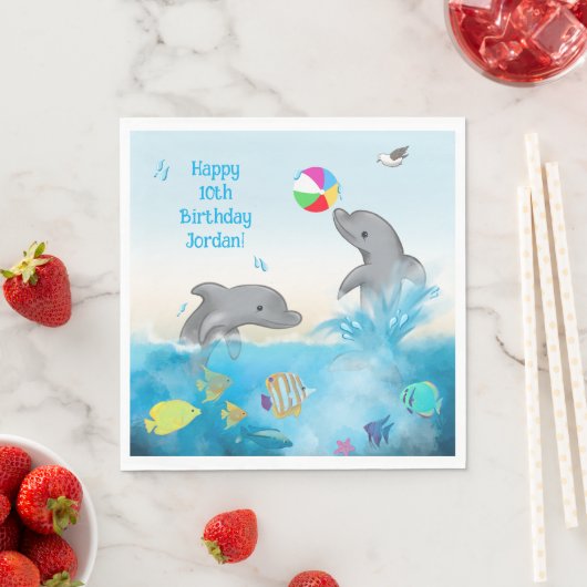 Dolphin Volleyball Splash Fun unter dem Meer Serviette (Beispiel)