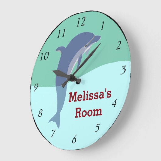 Dolphin Wall Clock - Personalized Große Wanduhr (Winkel)