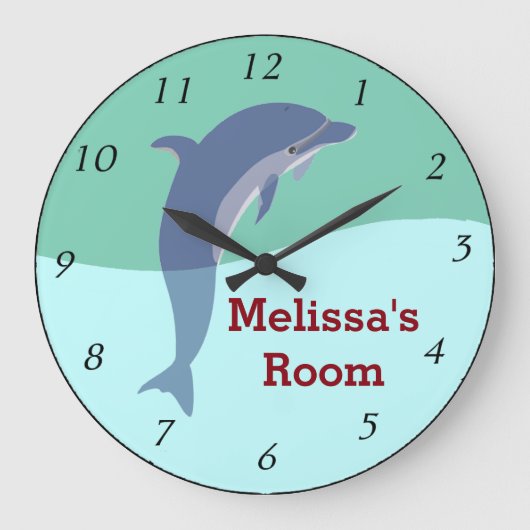 Dolphin Wall Clock - Personalized Große Wanduhr (Vorderseite)