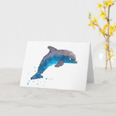 Dolphin Watercolor Grußkarte Karte (Gelbe Blume)