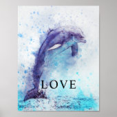 Dolphin Watercolor Office Deco Matte Poster (Vorne)