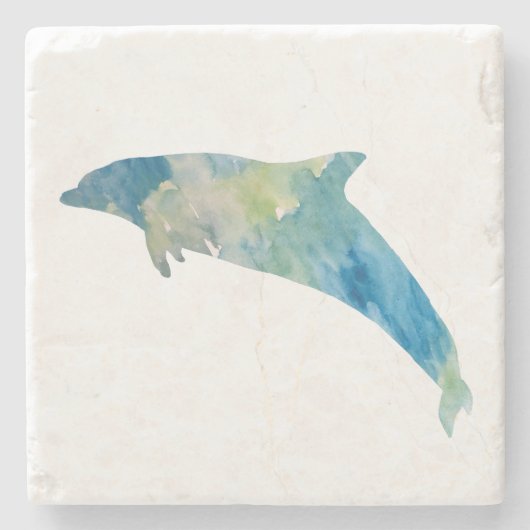 Dolphin Watercolor Rustic Beach Deco Steinuntersetzer (Vorderseite)