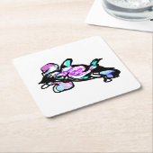 Dolphin wave fun rechteckiger pappuntersetzer (angewinkelt)